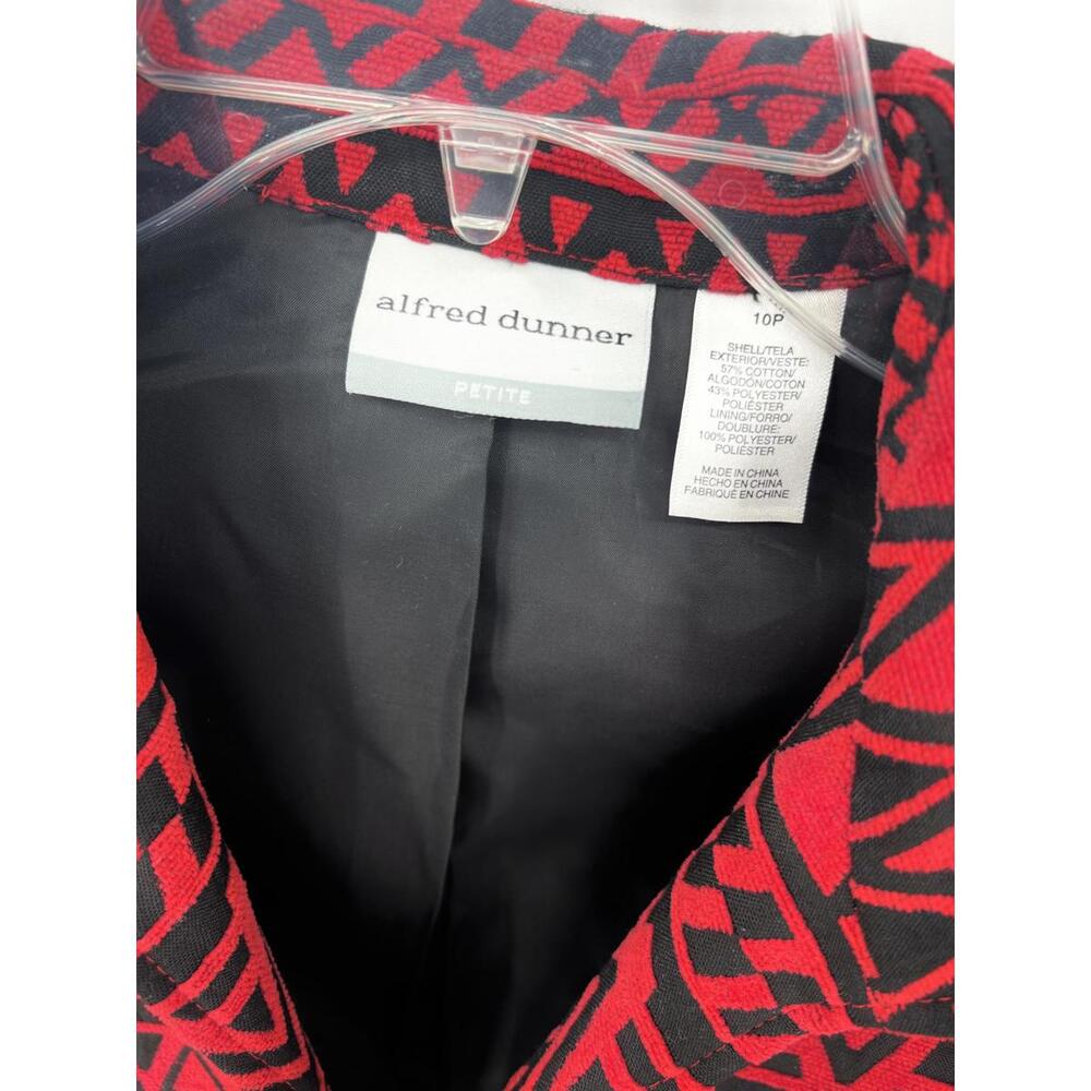 Geometric Pattern Cropped Jacket Size 10p Red Bla… - image 4
